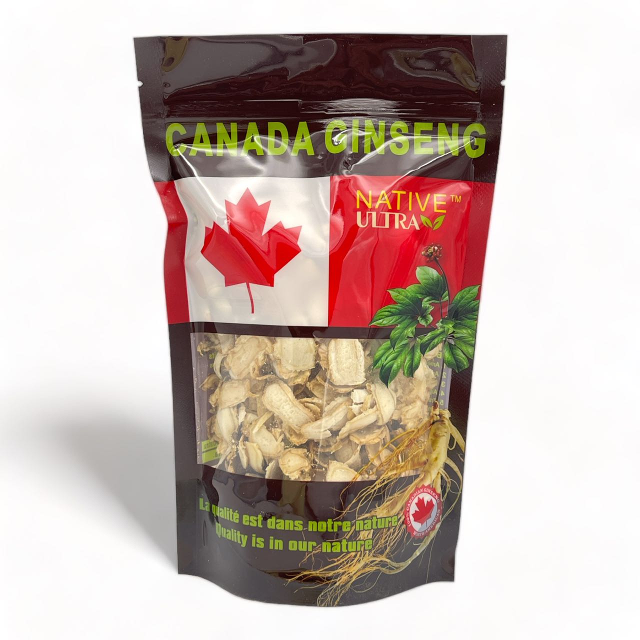 "NATIVE ULTRA" Premium Canadian Ginseng Whole Root Slices, 227g/bag