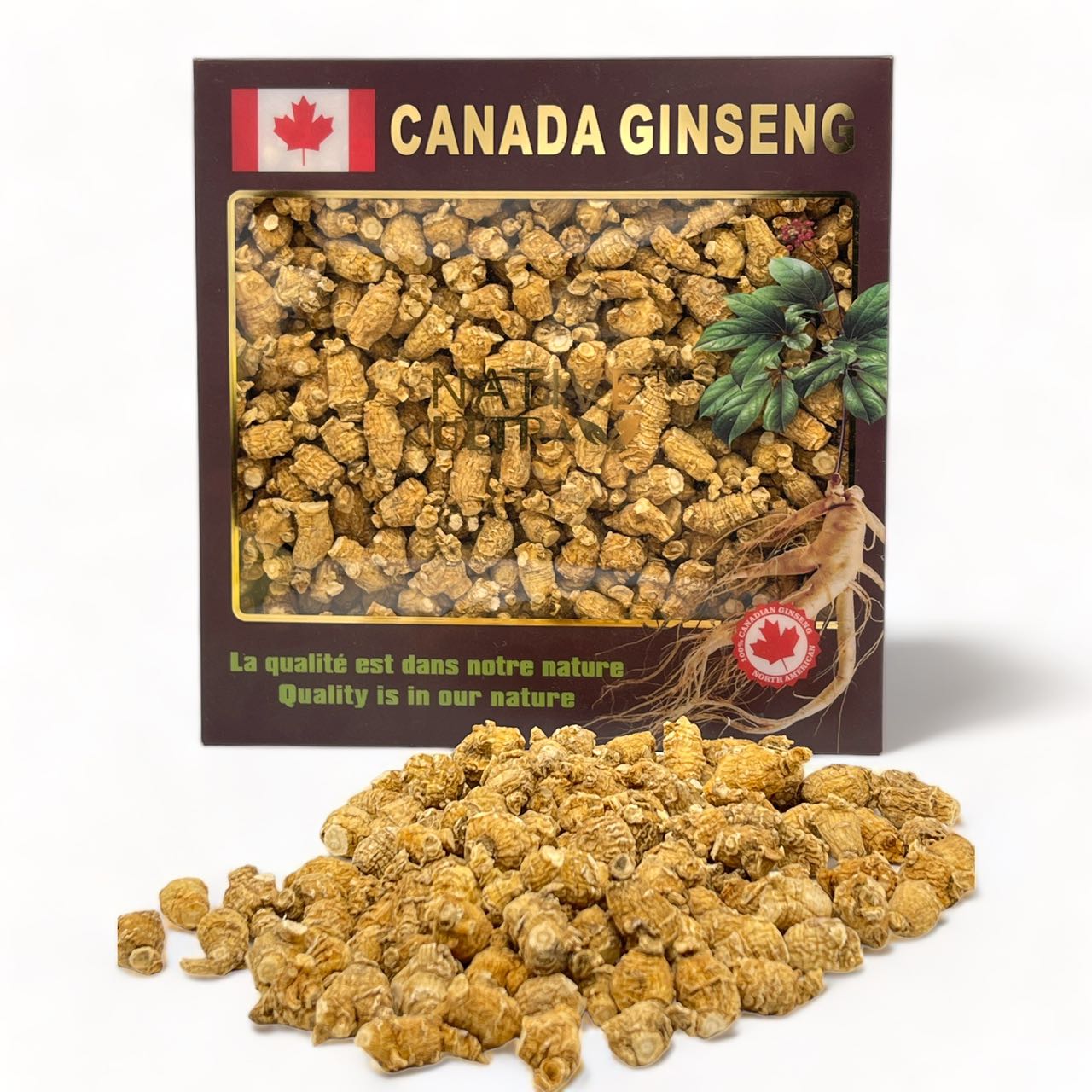"NATIVE ULTRA" Ginseng Canadien Premium (0.5-1g/morceau), 454g/Boîte