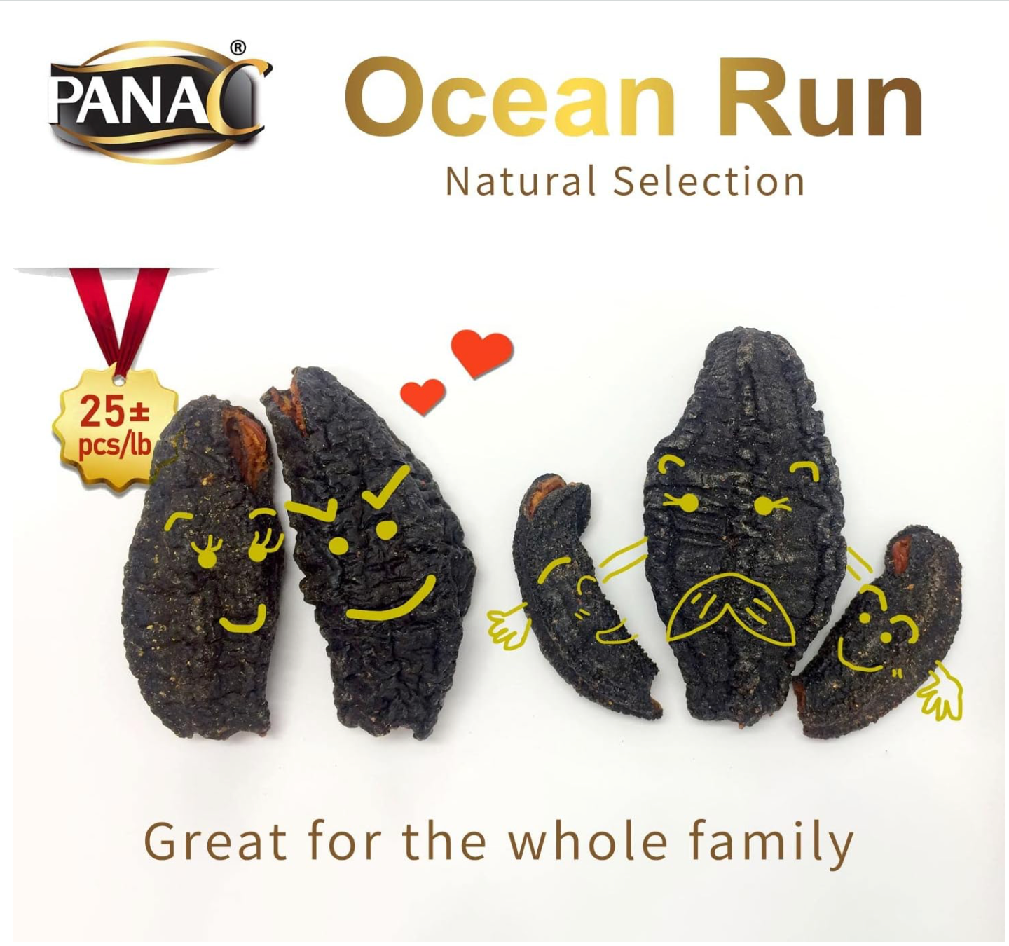PanaC Canadian Dried Wild Sea Cucumber Natural Mixed, 454g
