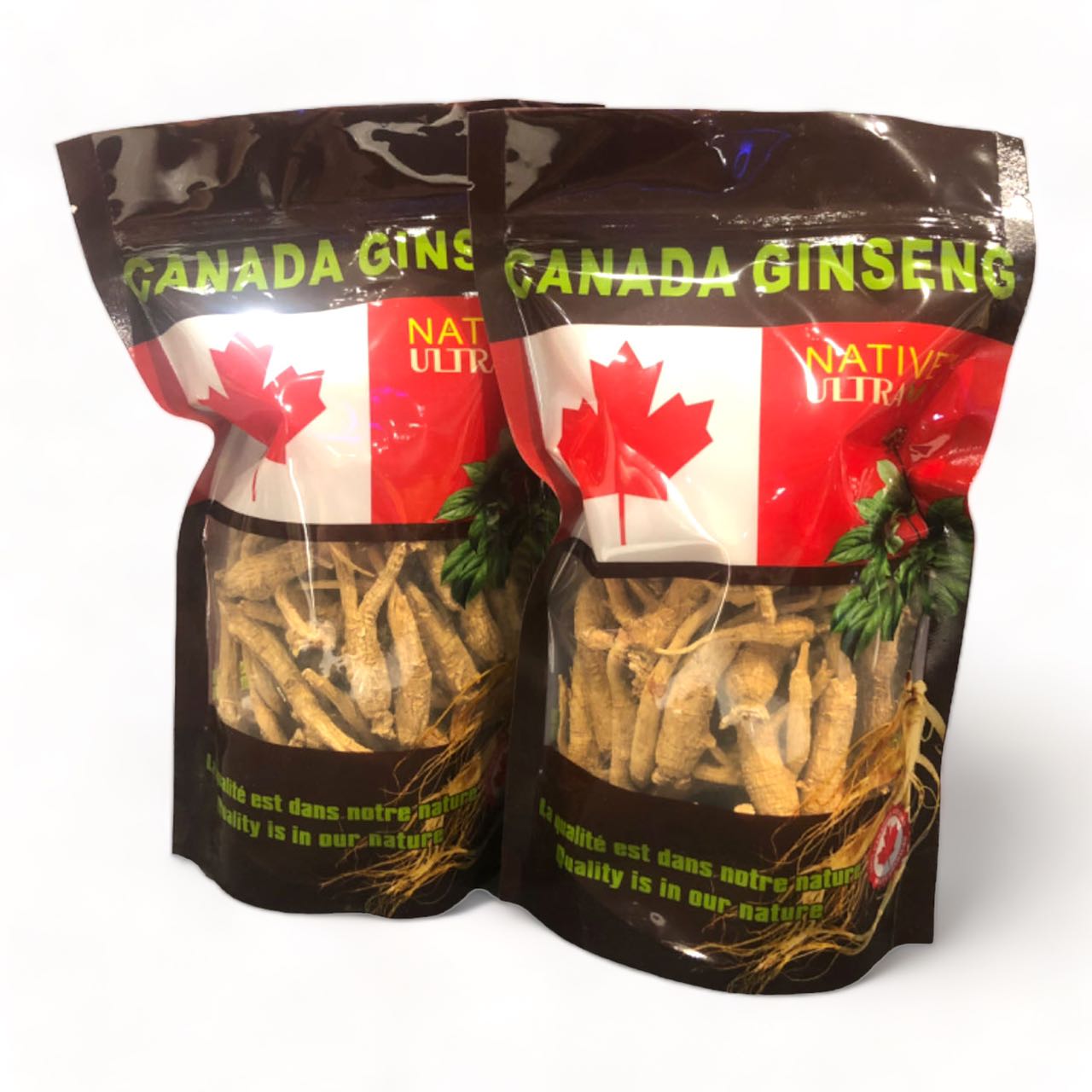 “NATIVE ULTRA” Special-Priced 4-Year Canadian American Ginseng Small Whole Roots, 227g/bag x2 Bags