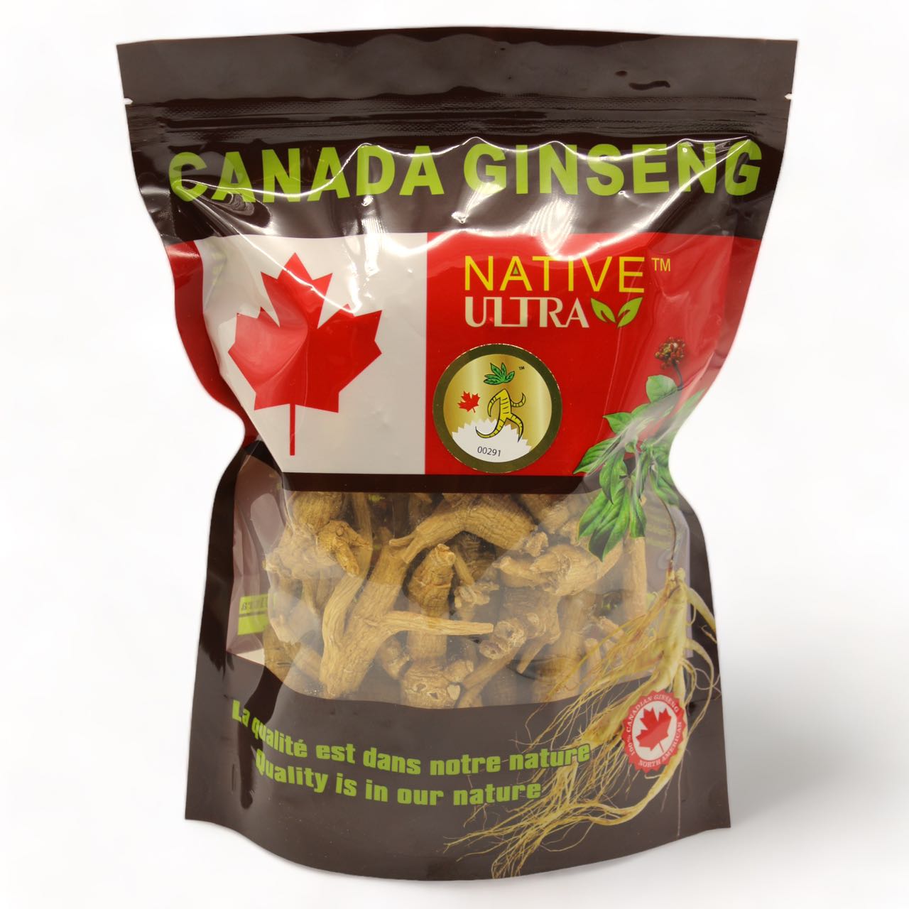 "NATIVE ULTRA" 5-Year Premium Canadian Ginseng Whole Roots, 454g/bag