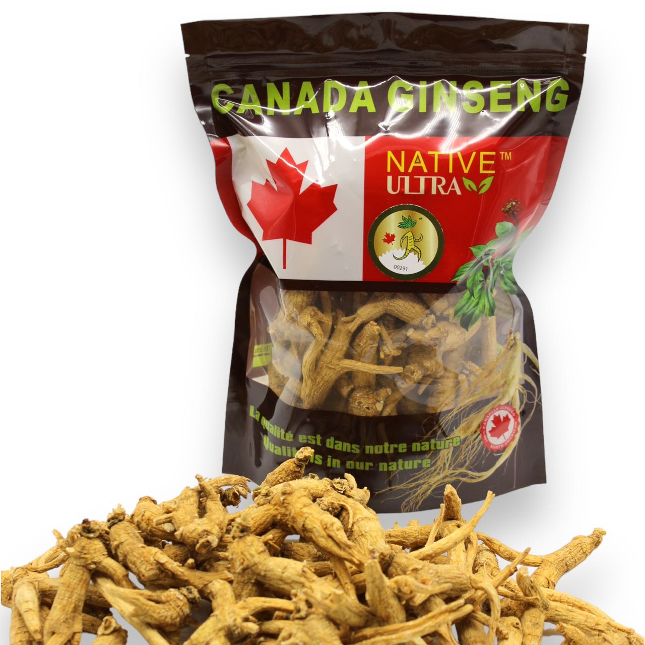 "NATIVE ULTRA" 5-Year Premium Canadian Ginseng Whole Roots, 454g/bag