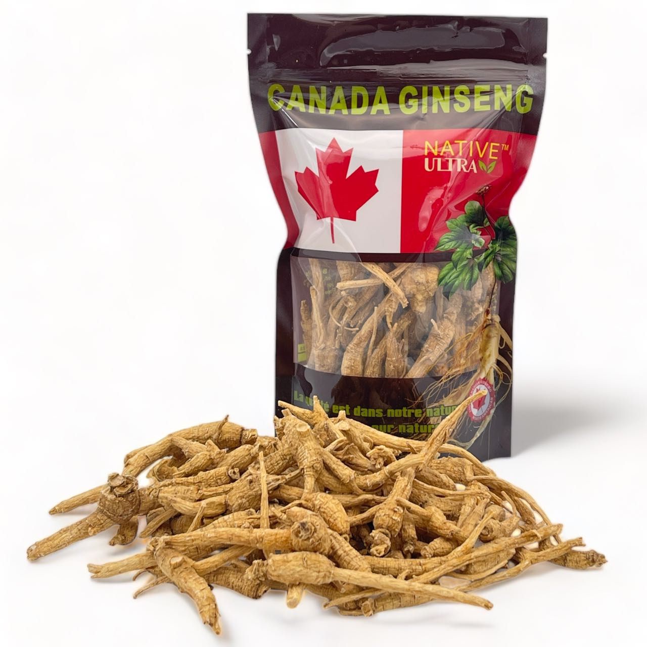 "NATIVE ULTRA" Quality 4-Year  Canadian Ginseng Small Whole Roots,  227g/bag