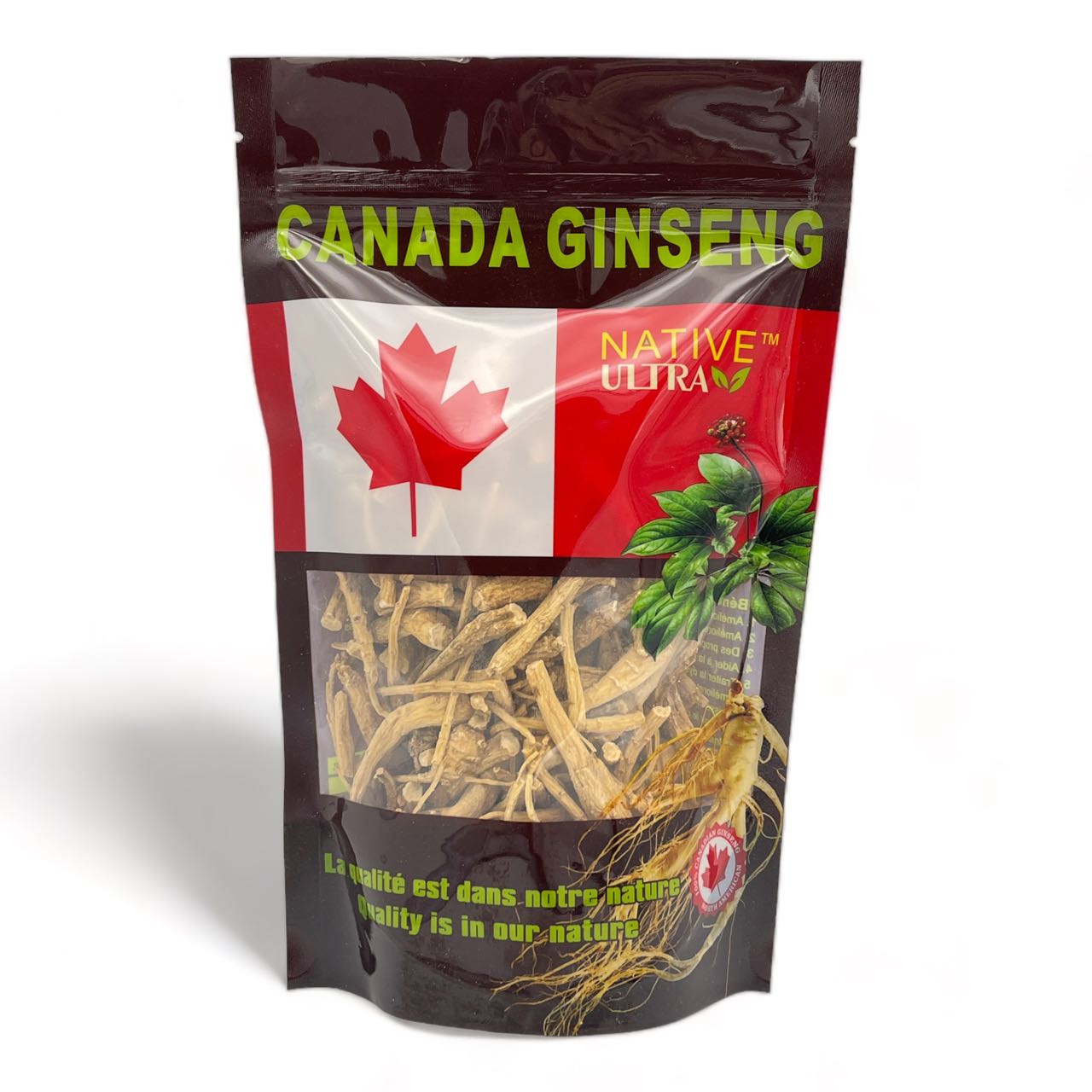 "NATIVE ULTRA" Branches de Ginseng Américain Canadien, 227g/sachet