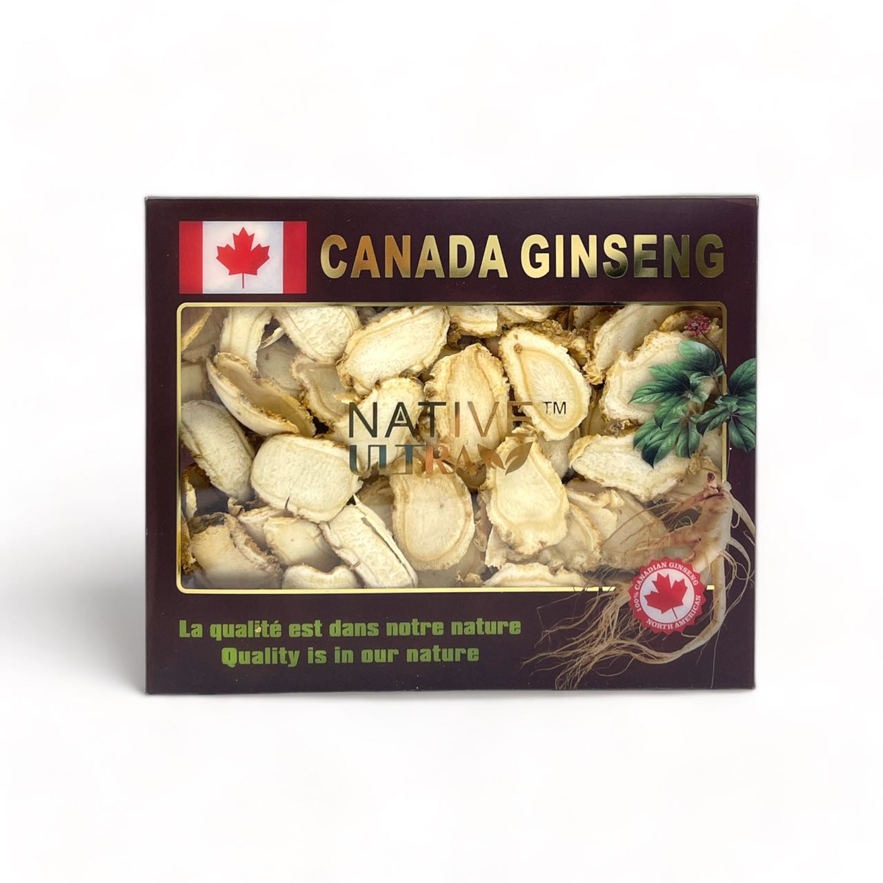 "NATIVE ULTRA" Tranches de Ginseng Canadien, 80g/boîte