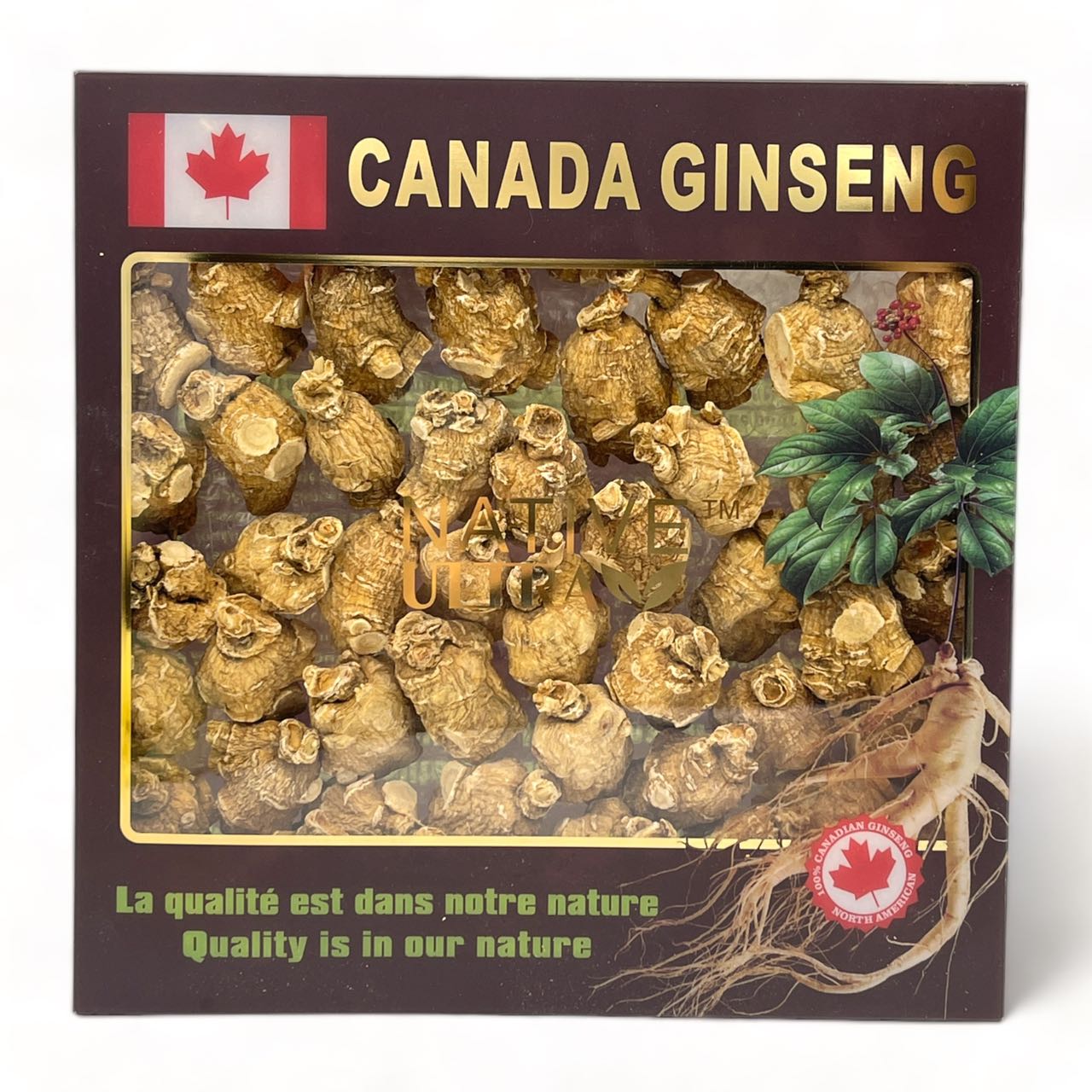 "NATIVE ULTRA" Ginseng Canadien Premium (10g/morceau), 454g/boîte