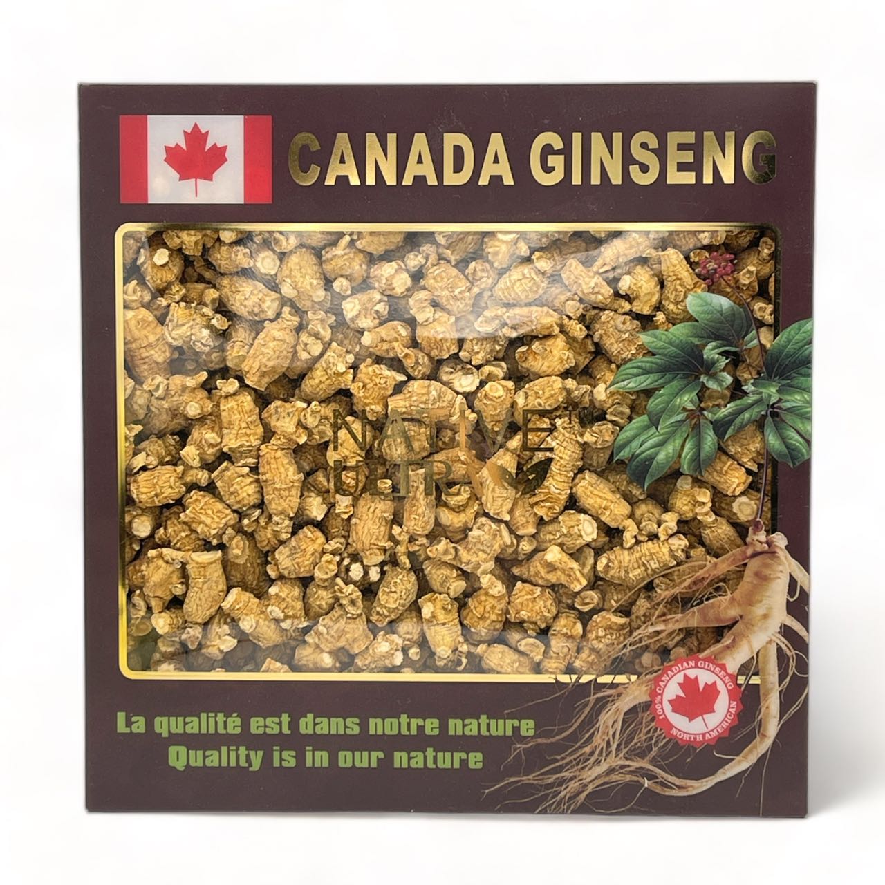 "NATIVE ULTRA" Ginseng Canadien Premium (0.5-1g/morceau), 454g/Boîte
