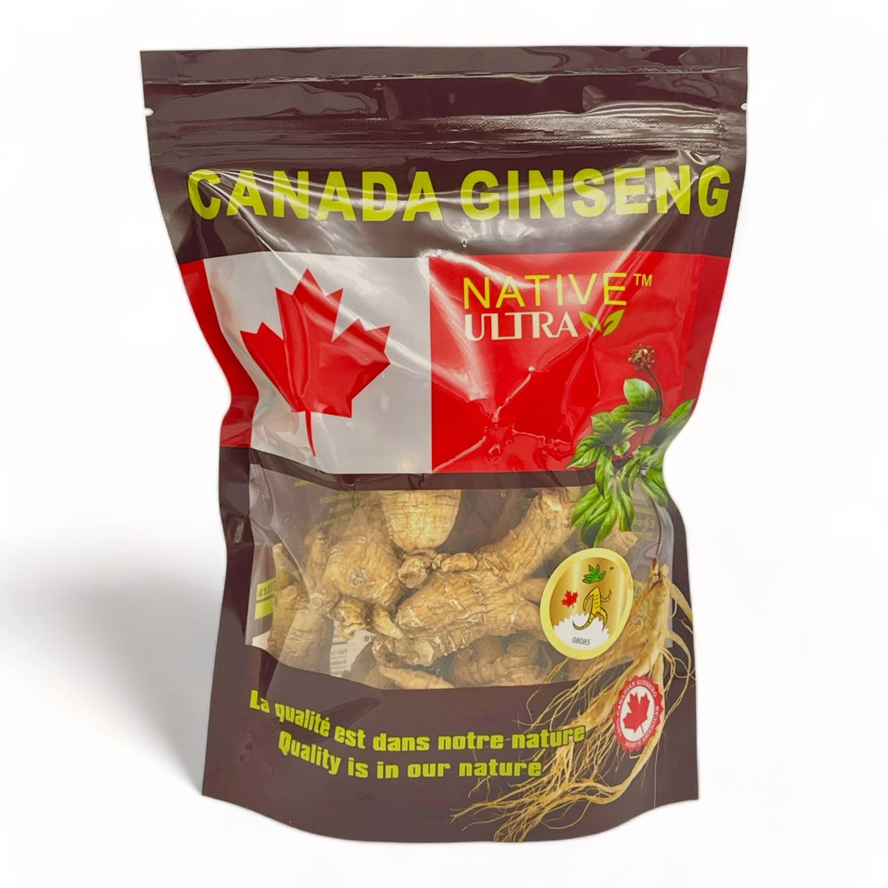 "NATIVE ULTRA" 6-Year Selected Canadian Ginseng Whole Roots, 454g/bag